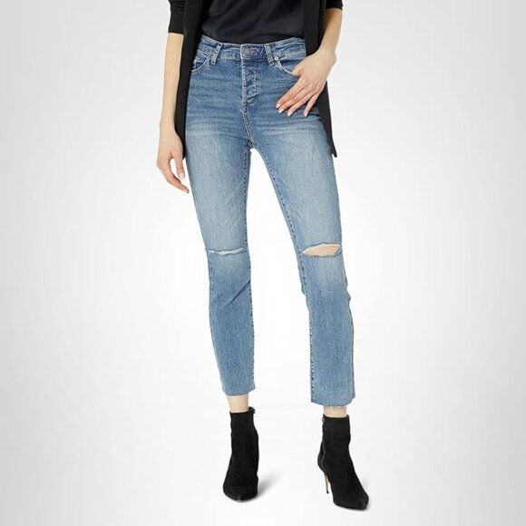 NWT Blank NYC Women’s The Madison Crop High Rise Jean Jeans 25 Distressed Blue - Picture 1 of 9